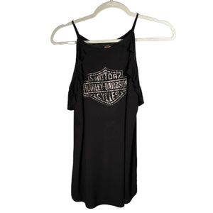 023. Black Harley-Davidson Tank Top with Ruffles